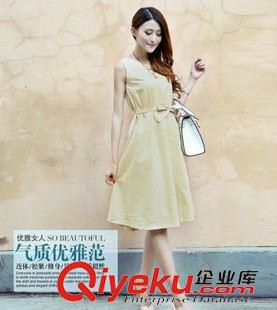 亞麻系列 3529#夏裝新款棉麻連衣裙女顯瘦文藝氣質(zhì)褶皺中長裙女