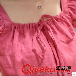 亞麻系列 2015夏季韓國高腰女裝棉麻襯衫短袖大碼寬松上衣原始圖片2
