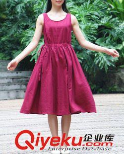 亞麻系列 棉麻連衣裙文 藝修身復 古森女系中長款背心長裙女裝夏9016原始圖片3