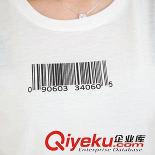 【19元特價(jià)】區(qū) 夏裝韓版條形碼印花短袖短款露臍T恤純色短袖女衫原始圖片3
