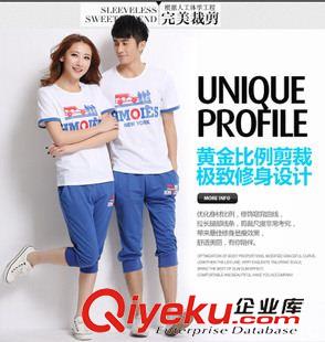 店家推薦--情侶裝 夏季情侶裝男式短袖薄款大碼休閑印花T恤班服原始圖片2