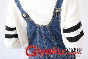 牛仔背帶褲 2015秋季新款高腰破洞背帶牛仔褲 女裝 2663#原始圖片3