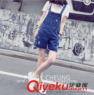 牛仔背帶褲 2015夏季新款 韓版潮流百 搭學(xué)院 風(fēng)牛仔連衣褲減齡背帶短褲女原始圖片2