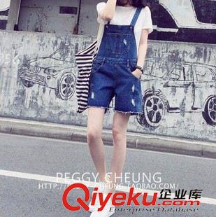 牛仔背帶褲 2015夏季新款 韓版潮流百 搭學(xué)院 風(fēng)牛仔連衣褲減齡背帶短褲女原始圖片3