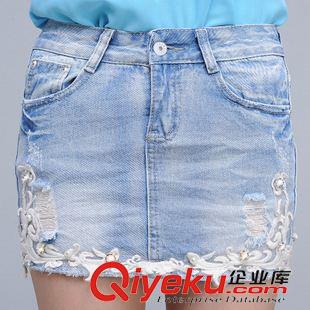 牛仔背帶褲 韓國寬松夏季新款鑲鉆防走光牛仔裙 半身裙牛仔短褲女原始圖片3