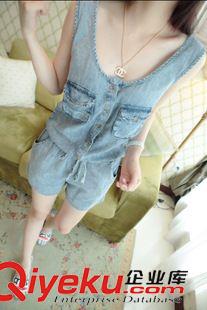 牛仔背帶褲 2015夏裝新款韓版可 愛女裝新品連體短褲寬松女潮背帶褲原始圖片2