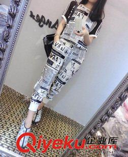 時尚套裝 2015夏新款女裝印花短袖T恤短褲休閑套裝裙顯瘦