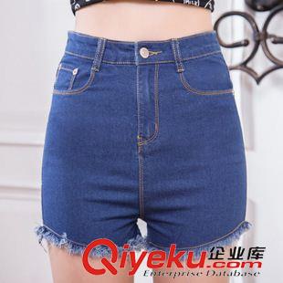 牛仔短褲 韓版高腰短褲毛邊彈力女牛仔熱毛邊彈力女顯瘦白 實(shí)拍原始圖片3