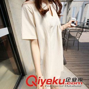 孕婦裝 新款韓版夏裝高腰孕婦棉麻連衣裙  寬松孕婦連衣裙原始圖片2