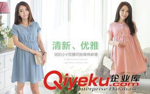 孕婦裝 2015(大量出貨） 孕婦裝夏裝新款韓版棉麻孕婦連衣裙原始圖片2