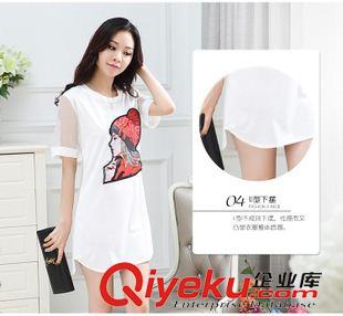 孕婦裝 3041# 孕婦裝 韓版中長款連衣裙短袖網(wǎng)紗顯瘦裙子原始圖片2