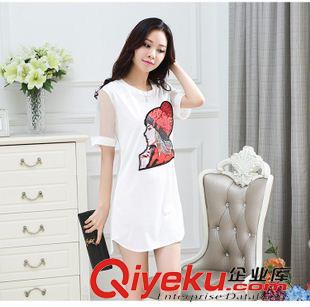 孕婦裝 3041# 孕婦裝 韓版中長款連衣裙短袖網(wǎng)紗顯瘦裙子原始圖片3