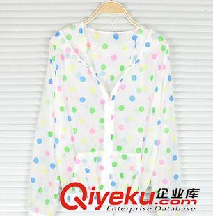 防曬衣 2015夏新款糖果色韓版全身彩色大波點(diǎn)連帽拉鏈透明防曬衣原始圖片3