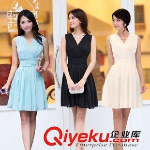 連衣裙 2015春夏新款修身淑女裝雪紡氣質(zhì)收腰A字連衣裙原始圖片2