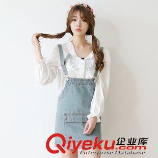 連衣裙 影視韓模實(shí)拍背帶牛仔裙口袋顯瘦韓版女短裙拉鏈可愛新款原始圖片3
