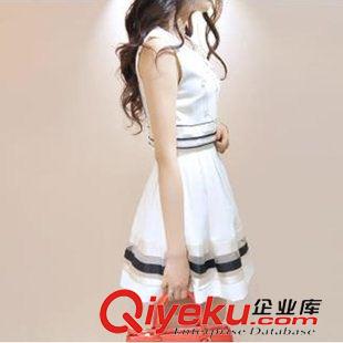連衣裙 韓國partysu 夏季新款條紋拼接假兩件背心裙連衣裙原始圖片2