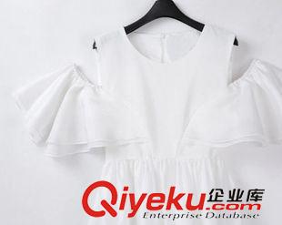 連衣裙 2015夏裝韓版雪紡連衣裙女短裙短袖露肩高腰蓬蓬裙原始圖片2