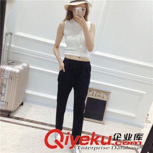 8月新款 2015秋季新款亞麻女褲顯瘦哈倫褲韓版寬松糖果色棉麻長褲休閑褲原始圖片2