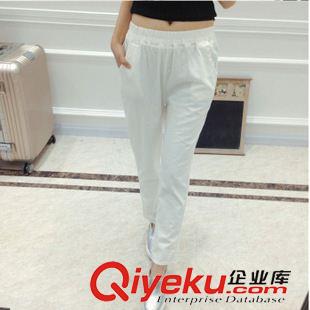 8月新款 2015秋季新款亞麻女褲顯瘦哈倫褲韓版寬松糖果色棉麻長褲休閑褲原始圖片3