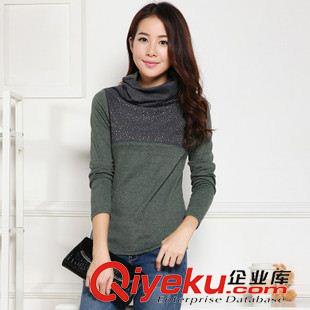 8月新款 2015秋裝新款長袖女T恤女裝韓版學(xué)生修身堆堆領(lǐng)打底衫潮T恤原始圖片2