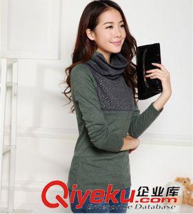 8月新款 2015秋裝新款長袖女T恤女裝韓版學(xué)生修身堆堆領(lǐng)打底衫潮T恤原始圖片3