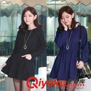 8月新款 實(shí)拍2015秋季新款連衣裙韓版女裝蝙蝠長(zhǎng)袖連衣裙松緊腰打底裙原始圖片2