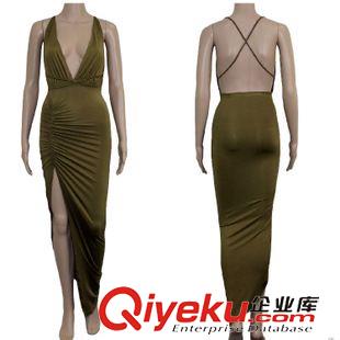 5月新款 速賣通2015歐美女裝性感露背修身顯瘦無袖綁帶連衣裙長裙原始圖片3