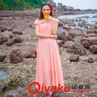 [4.13號新款發(fā)布】 2015夏裝新款波西米亞純色大擺圓領(lǐng)沙灘裙長裙海邊度假裙連衣裙原始圖片2