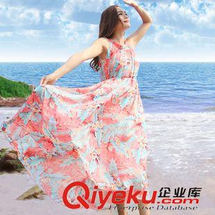 [4.13號(hào)新款發(fā)布】 2015夏裝新款花色大擺花邊立領(lǐng)連衣裙波西米亞長(zhǎng)裙沙灘裙代發(fā)原始圖片2