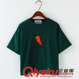 [4.13號新款發(fā)布】 2015新款女裝韓版胡蘿卜印花圓領(lǐng)短袖棉T恤廠家一件批發(fā)原始圖片3