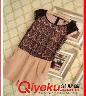 【速賣通 亞馬遜 外貿款】 速賣通熱銷2015新款女裝蕾絲連體褲短褲女夏系腰帶連衣短褲原始圖片2