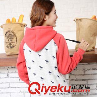【秋冬衛(wèi)衣，學(xué)生班服】 實(shí)拍新款衛(wèi)衣絨2015秋冬裝學(xué)生少女套頭連帽衛(wèi)衣外套上衣女潮原始圖片3