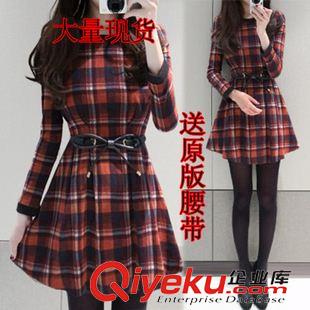 7月3期 2015秋季女裝新款韓版修身裙女裝格子打底裙修身新款連衣裙女潮原始圖片3