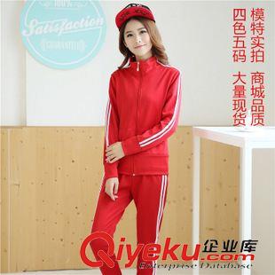 7月3期 實(shí)拍2015歐洲站新款女士學(xué)生韓版修身休閑運(yùn)動(dòng)套裝兩件套班服女潮原始圖片3