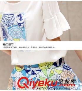 7月1期 實(shí)拍2015夏季韓版新款雪紡印花兩件套半身裙蓬蓬裙連衣裙女原始圖片3