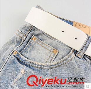 7月1期 破洞牛仔短褲女2015夏裝新款韓版女裝潮款字母顯瘦牛仔褲女原始圖片3
