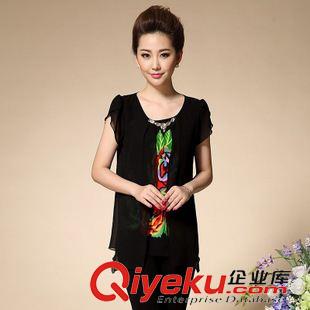 6月3期 實拍2015修身夏裙連衣裙女青花瓷印花收腰顯瘦媽媽裝短袖裙