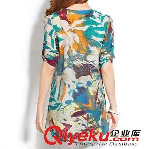 6月3期 實(shí)拍2015夏韓版新款寬松百搭中長(zhǎng)款襯衫女棉麻印花襯衣薄打底衫原始圖片3
