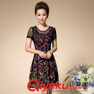 6月3期 2015夏季繡花兩件套中老年連衣裙加大碼女裝婚禮媽媽裝連衣裙