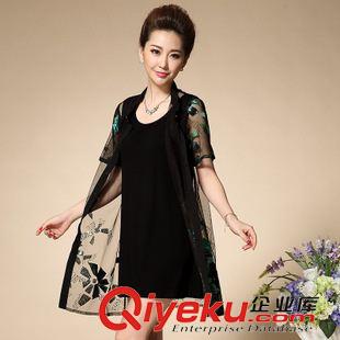 6月3期 2015夏季繡花兩件套中老年連衣裙加大碼女裝婚禮媽媽裝連衣裙原始圖片3
