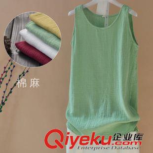 6月3期 2015夏季新款簡約百搭棉麻文藝中長打底衫小背心 打底吊帶衫清倉原始圖片2