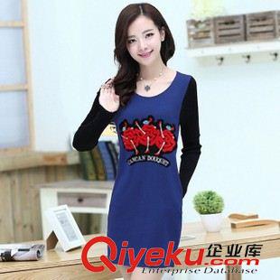 連衣裙 實拍2015秋季女裝新款韓版時尚修身卡通圖案貼布修身長袖連衣裙原始圖片3