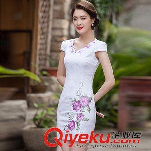 旗袍  唐裝 2015新款旗袍春夏裝時(shí)尚短款復(fù)古旗袍連衣裙日常旗袍阿里批發(fā)代發(fā)原始圖片2