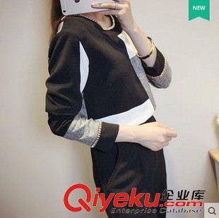 套裝 歐洲站2015時尚套裝女秋新款棉麻短外套休閑哈倫褲氣質早秋