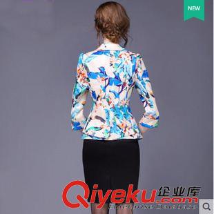 外套 小西裝 風(fēng)衣 2015秋季女裝新款優(yōu)雅名媛時(shí)尚印花修身顯瘦短外套女士小西裝原始圖片2