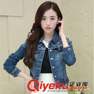 外套 小西裝 風衣 2014秋季女裝新款時尚潮流印花牛仔外套女長袖 韓版修身短款外套原始圖片2