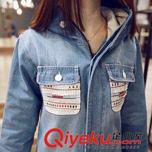 外套 小西裝 風衣 爆款2015春季新款女裝民族風刺繡長袖牛仔衣牛仔外套廠家批發原始圖片3