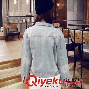 外套 小西裝 風(fēng)衣 2015春季女裝新款韓版長袖牛仔磨爛水洗外套短外套廠家批發(fā)原始圖片2