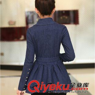 外套 小西裝 風衣 2015春季新款女裝韓版金扣百褶荷葉邊牛仔上衣顯瘦長袖牛仔外套潮原始圖片2