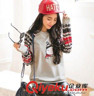 衛衣 2015春裝新款女裝寬松拼接刺繡學院長袖衛衣批發阿里巴巴批發網原始圖片2